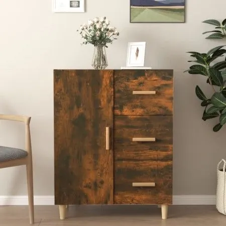 Aparador de madera de ingeniería roble ahumado 69,5x34x90 cm de vidaXL, Aparadores - Ref: Foro24-817351, Precio: 66,66 €, Des...