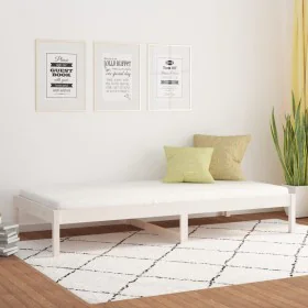 Sofá cama madera maciza de pino blanco 90x200 cm de vidaXL, Camas y somieres - Ref: Foro24-820413, Precio: 86,49 €, Descuento: %