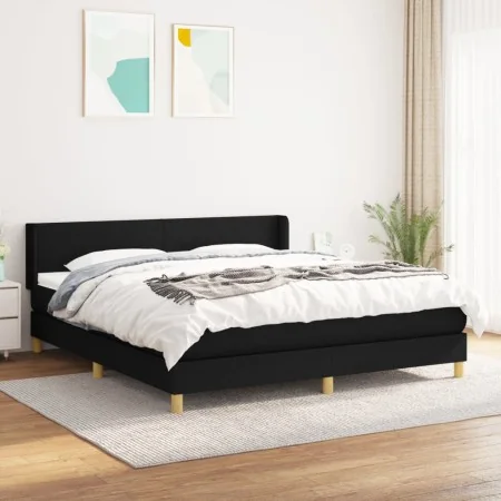 Box spring bed with black fabric mattress 180x200 cm by vidaXL, Beds and slatted bases - Ref: Foro24-3130131, Price: 555,83 €...