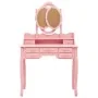 Tocador con taburete y espejo triple plegable rosa de vidaXL, Tocadores para dormitorios - Ref: Foro24-289327, Precio: 172,58...