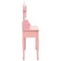 Tocador con taburete y espejo triple plegable rosa de vidaXL, Tocadores para dormitorios - Ref: Foro24-289327, Precio: 172,58...