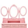 Tocador con taburete y espejo triple plegable rosa de vidaXL, Tocadores para dormitorios - Ref: Foro24-289327, Precio: 172,58...