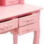 Tocador con taburete y espejo triple plegable rosa de vidaXL, Tocadores para dormitorios - Ref: Foro24-289327, Precio: 172,58...