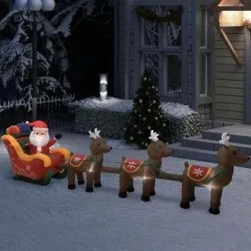 Adorno inflable de Navidad Papá Noel y renos LED 490 cm de vidaXL, Luces de Navidad - Ref: Foro24-288849, Precio: 134,25 €, D...