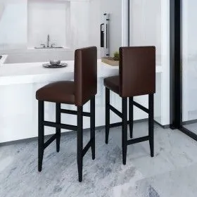 Kitchen stools 2 units dark brown synthetic leather by vidaXL, Kitchen stools - Ref: Foro24-240072, Price: 184,45 €, Discount: %