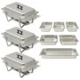 Set calentador de comida para buffet 3 piezas acero inoxidable de vidaXL, Escalfadores - Ref: Foro24-50529, Precio: 171,93 €,...