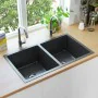 Handgefertigte Küchenspüle aus schwarzem Edelstahl von vidaXL, Sinkt - Ref: Foro24-145085, Preis: 178,77 €, Rabatt: %
