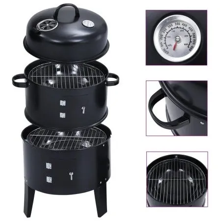 Barbacoa ahumador de carbón 3 en 1 40x80 cm de vidaXL, Barbacoas - Ref: Foro24-46613, Precio: 82,41 €, Descuento: %