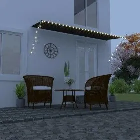 Toldo retráctil con LED gris antracita 400x150 cm de vidaXL, Toldos - Ref: Foro24-145920, Precio: 73,19 €, Descuento: %