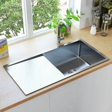 Fregadero de cocina hecho a mano acero inoxidable de vidaXL, Fregaderos - Ref: Foro24-145080, Precio: 153,89 €, Descuento: %