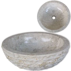 Lavabo de mármol 40 cm color crema de vidaXL, Lavabos - Ref: Foro24-242673, Precio: 135,88 €, Descuento: %