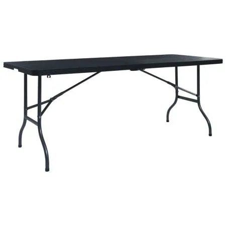 Mesa de jardín plegable imitación ratán HDPE negro 180x75x72 cm de vidaXL, Mesas de jardín - Ref: Foro24-48831, Precio: 100,7...