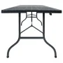 Mesa de jardín plegable imitación ratán HDPE negro 180x75x72 cm de vidaXL, Mesas de jardín - Ref: Foro24-48831, Precio: 100,7...