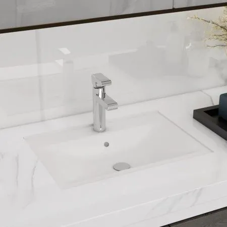 White Faucet/Drain Hollow Ceramic Rectangular Basin by vidaXL, Sinks - Ref: Foro24-141932, Price: 65,12 €, Discount: %