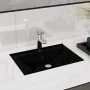 Lavabo rectangular de cerámica hueco de grifo/desagüe negro de vidaXL, Lavabos - Ref: Foro24-141933, Precio: 71,45 €, Descuen...