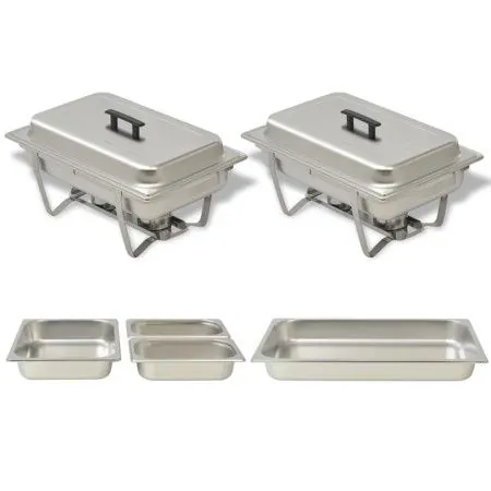 Set calentador de comida para buffet 2 piezas acero inoxidable de vidaXL, Escalfadores - Ref: Foro24-50528, Precio: 121,41 €,...