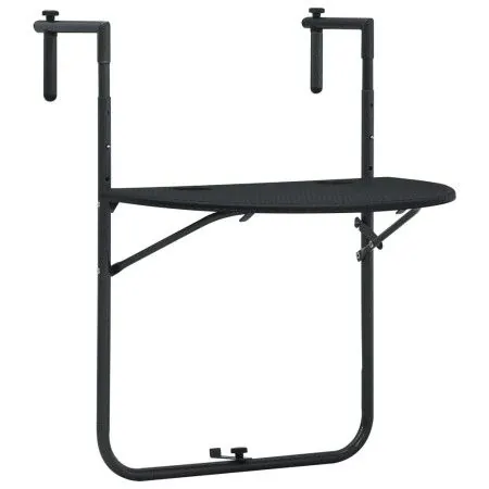 Mesa balcón colgante plástico aspecto ratán negro 60x64x83,5 cm de vidaXL, Mesas de jardín - Ref: Foro24-47894, Precio: 42,33...