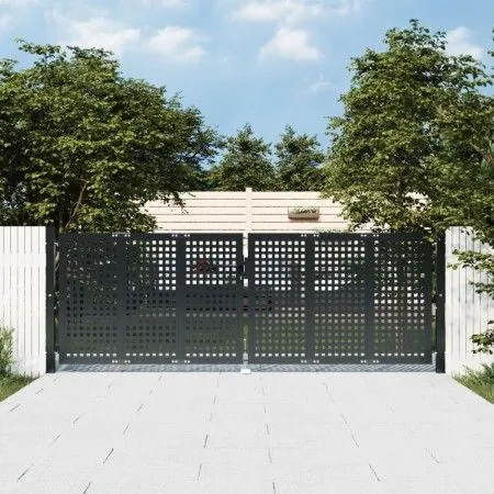 Puerta de jardín acero gris antracita 300x125 cm de vidaXL, Puertas de jardín - Ref: Foro24-154565, Precio: 372,86 €, Descuen...