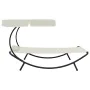 Tumbona de exterior con dosel y almohada blanco crema de vidaXL, Tumbonas - Ref: Foro24-48077, Precio: 90,64 €, Descuento: %