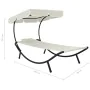 Tumbona de exterior con dosel y almohada blanco crema de vidaXL, Tumbonas - Ref: Foro24-48077, Precio: 90,64 €, Descuento: %