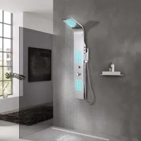 Sistema de panel de ducha acero inoxidable curvo de vidaXL, Boquillas de chorro para bañeras y duchas - Ref: Foro24-142370, P...