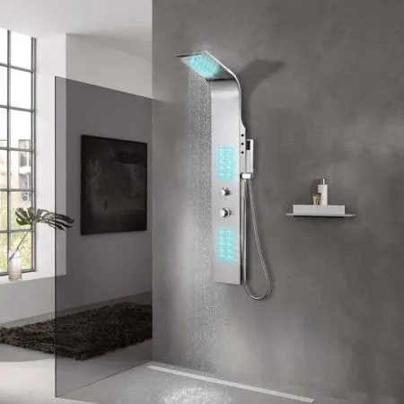 Sistema de panel de ducha acero inoxidable curvo de vidaXL, Boquillas de chorro para bañeras y duchas - Ref: Foro24-142370, P...