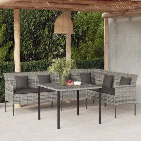 L-shaped garden sofa with gray synthetic rattan cushions by vidaXL, Outdoor sofas - Ref: Foro24-362337, Price: 257,71 €, Disc...