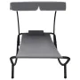 Tumbona de exterior con dosel y almohada gris de vidaXL, Tumbonas - Ref: Foro24-48079, Precio: 86,21 €, Descuento: %