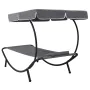 Tumbona de exterior con dosel y almohada gris de vidaXL, Tumbonas - Ref: Foro24-48079, Precio: 86,21 €, Descuento: %