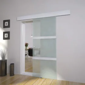 Puerta corredera de cristal y aluminio 178 cm plateado de vidaXL, Puertas - Ref: Foro24-60266, Precio: 277,82 €, Descuento: %