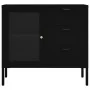 Aparador de acero y vidrio templado negro 75x35x70 cm de vidaXL, Aparadores - Ref: Foro24-336073, Precio: 166,56 €, Descuento: %