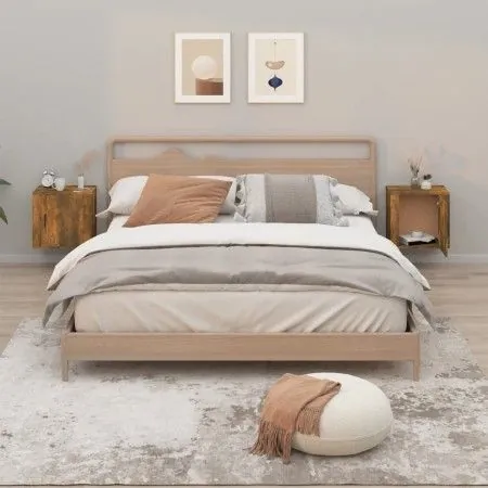 Mesitas de noche de pared 2 uds color roble ahumado 50x30x47 cm de vidaXL, Mesitas de noche - Ref: Foro24-816875, Precio: 43,...