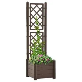 Jardinera con enrejado PP moca 43x43x142 cm de vidaXL, Maceteros y jardineras - Ref: Foro24-313980, Precio: 95,83 €, Descuent...