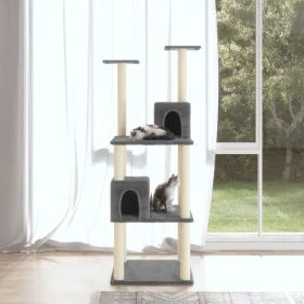 Rascador para gatos con postes de sisal gris oscuro 141 cm de vidaXL, Mobiliario para gatos - Ref: Foro24-171526, Precio: 52,...