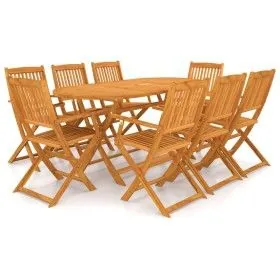 Comedor de jardín plegable 9 piezas de madera maciza de acacia de vidaXL, Conjuntos de jardín - Ref: Foro24-43378, Precio: 46...