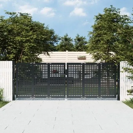 Puerta de jardín acero gris antracita 300x150 cm de vidaXL, Puertas de jardín - Ref: Foro24-154566, Precio: 473,42 €, Descuen...