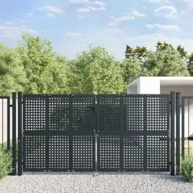 Anthrazitgraues Gartentor aus Stahl 300x200 cm von vidaXL, Gartentore - Ref: Foro24-154568, Preis: 727,50 €, Rabatt: %