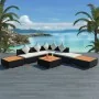 Muebles de jardín y cojines 8 piezas ratán sintético negro de vidaXL, Conjuntos de jardín - Ref: Foro24-42756, Precio: 950,21...