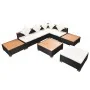 Muebles de jardín y cojines 8 piezas ratán sintético negro de vidaXL, Conjuntos de jardín - Ref: Foro24-42756, Precio: 950,21...