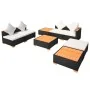 Muebles de jardín y cojines 8 piezas ratán sintético negro de vidaXL, Conjuntos de jardín - Ref: Foro24-42756, Precio: 950,21...