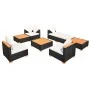 Muebles de jardín y cojines 8 piezas ratán sintético negro de vidaXL, Conjuntos de jardín - Ref: Foro24-42756, Precio: 950,21...