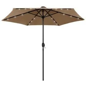 Sombrilla con luces LED y palo de aluminio gris taupe 270 cm de vidaXL, Sombrillas - Ref: Foro24-47355, Precio: 88,58 €, Desc...