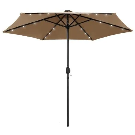 Sombrilla con luces LED y palo de aluminio gris taupe 270 cm de vidaXL, Sombrillas - Ref: Foro24-47355, Precio: 88,58 €, Desc...