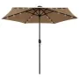 Sombrilla con luces LED y palo de aluminio gris taupe 270 cm de vidaXL, Sombrillas - Ref: Foro24-47355, Precio: 88,58 €, Desc...