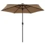 Sombrilla con luces LED y palo de aluminio gris taupe 270 cm de vidaXL, Sombrillas - Ref: Foro24-47355, Precio: 88,58 €, Desc...