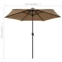 Sombrilla con luces LED y palo de aluminio gris taupe 270 cm de vidaXL, Sombrillas - Ref: Foro24-47355, Precio: 88,58 €, Desc...