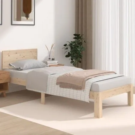 Estructura de cama madera maciza 75x190 cm de vidaXL, Camas y somieres - Ref: Foro24-810455, Precio: 89,04 €, Descuento: %
