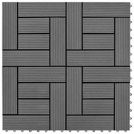 Set of 11 gray WPC tiles 30 x 30 cm, 1 square meter by vidaXL, Floors and carpets - Ref: Foro24-41551, Price: 57,02 €, Discou...
