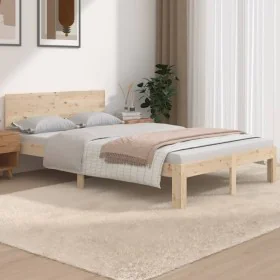 Estructura de cama madera maciza 120x190 cm de vidaXL, Camas y somieres - Ref: Foro24-810465, Precio: 111,03 €, Descuento: %