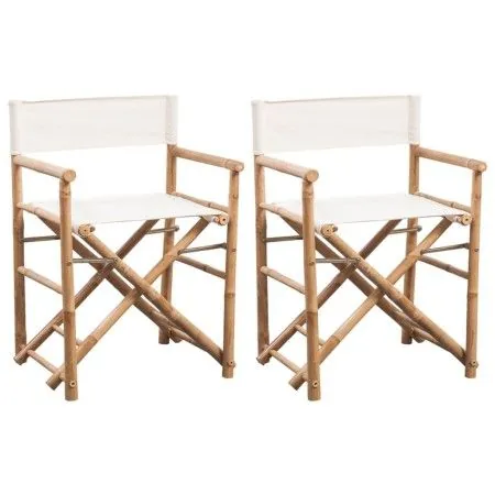 Sillas plegables de director 2 unidades bambú y lona de vidaXL, Sillas de jardín - Ref: Foro24-41895, Precio: 99,75 €, Descue...